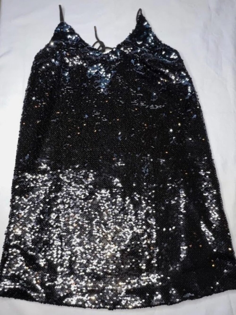 Hummingbird Navy Blue Black Flip Sequins Mini Dress Sz S Cami Mini Festival NWT